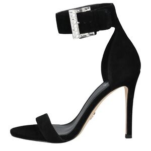 Michael Michael Kors black suede leather ankle strap Giselle sandals heels Sz 10